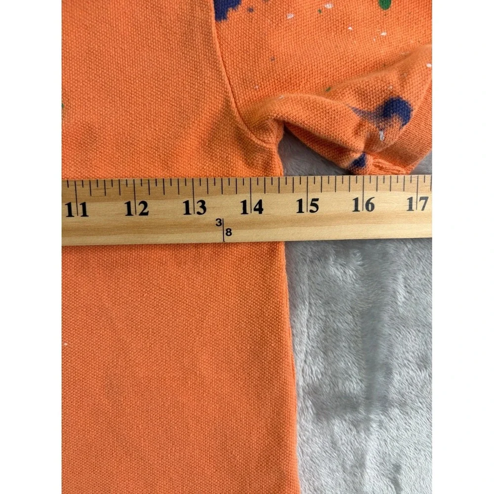 Polo Ralph Lauren Boys Size 8 Orange Paint Splatter Short Sleeve Shirt